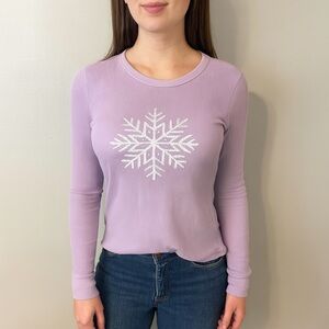 Gap Lilac Snowflake Long Sleeve Top